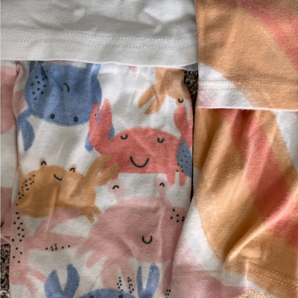 Carters Toddler Pajamas Bundle Shorts Tshirt Crab Rainbow Sleepwear Set size 3T - Picture 7 of 10